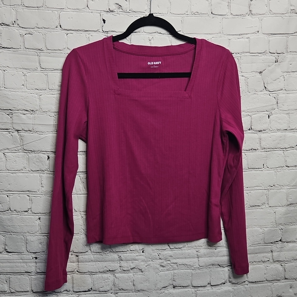 Old Navy Fuchsia Square Neck Long Sleeve Top Large